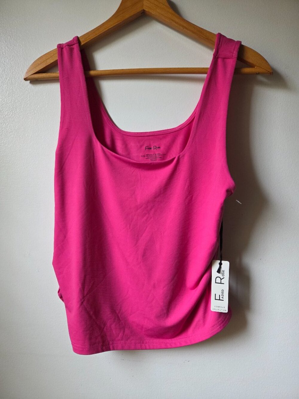 NWT FADED ROSE SCOOP NECK PINK TANK TOP CINCHED SIDES XL